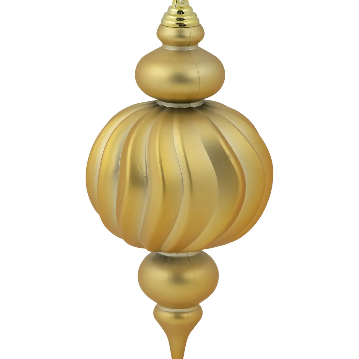 Commercial Size Shatterproof 2-Finish Finial Christmas Ornaments - Gold -10" - 4ct