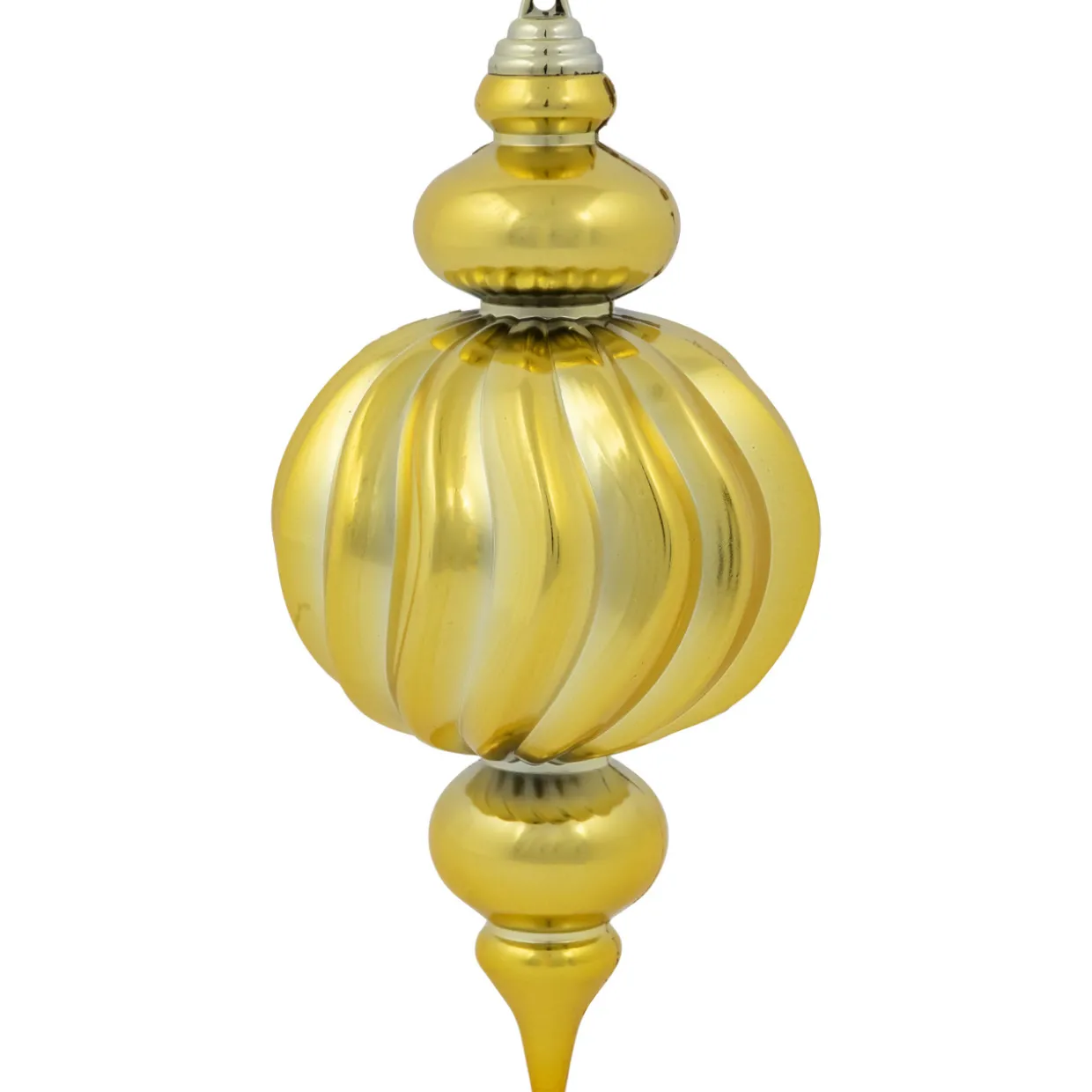 Commercial Size Shatterproof 2-Finish Finial Christmas Ornaments - Gold -10" - 4ct