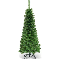 Costway 4.5ft Pre-Lit Hinged Pencil Christmas Tree 150 White Lights
