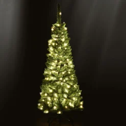 Costway 4.5ft Pre-Lit Hinged Pencil Christmas Tree 150 White Lights