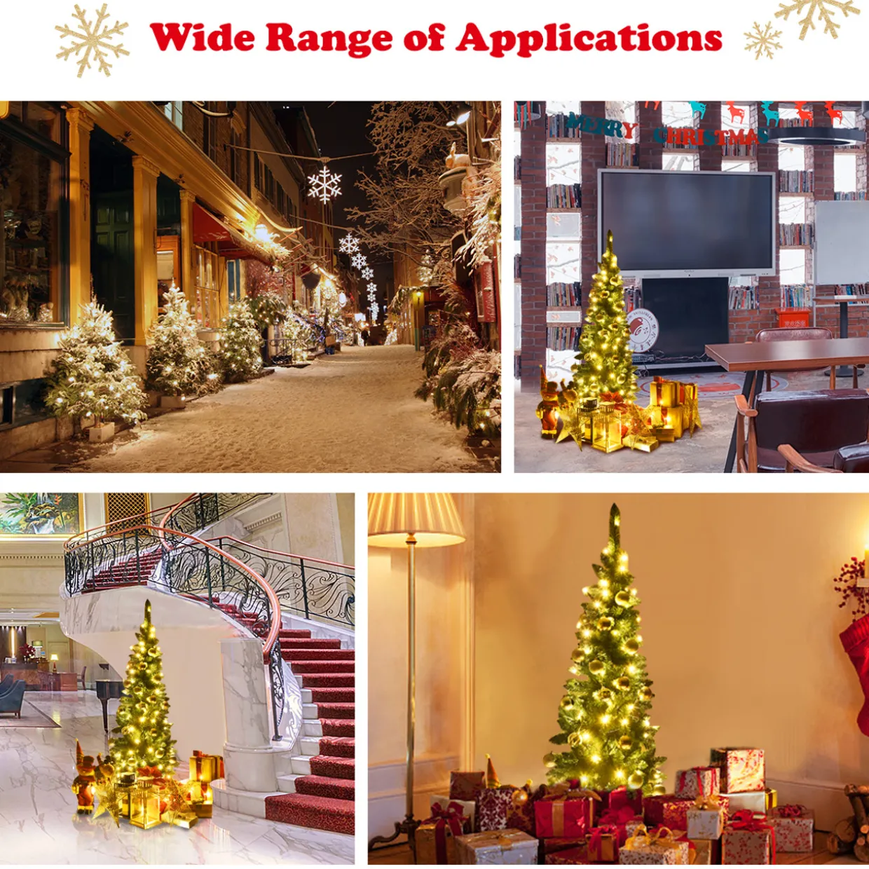 Costway 4.5ft Pre-Lit Hinged Pencil Christmas Tree 150 White Lights