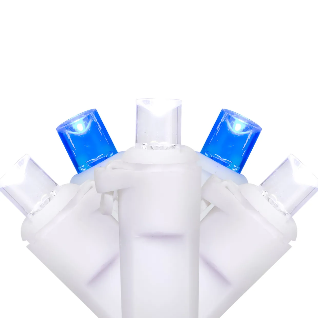 50-Count Blue and White LED Wide Angle Christmas Lights - 16.25 ft White Wire