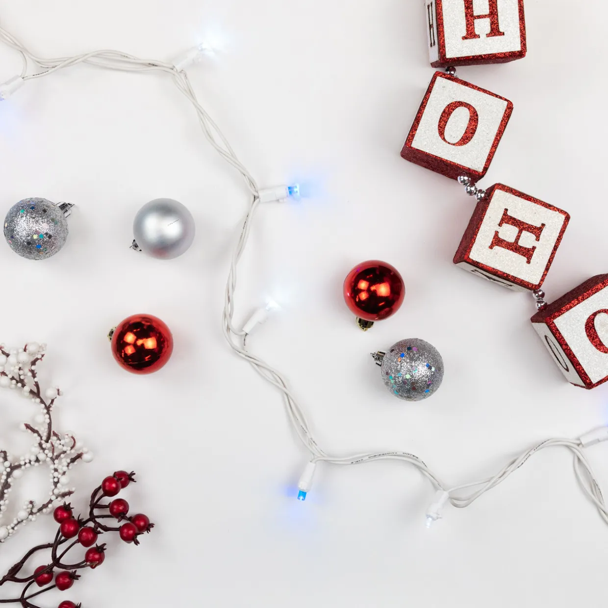 50-Count Blue and White LED Wide Angle Christmas Lights - 16.25 ft White Wire