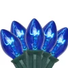 25-Count Blue C7 Christmas Light Set, 24ft Green Wire