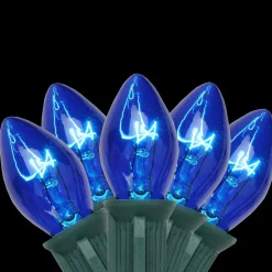 25-Count Blue C7 Christmas Light Set, 24ft Green Wire