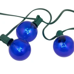 10-Count Blue G50 Globe Christmas Patio Lights- 9ft, Green Wire