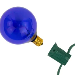 10-Count Blue G50 Globe Christmas Patio Lights- 9ft, Green Wire