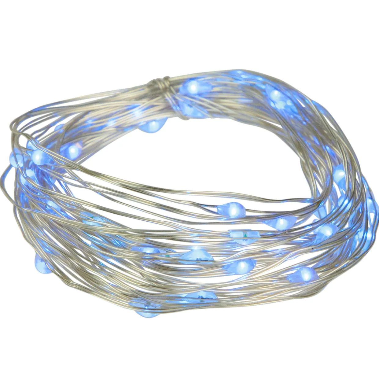 50-Count Blue LED Micro Fairy Christmas Lights - 16ft, Copper Wire