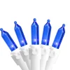 50-Count Blue LED Mini Christmas Light Set, 16.25ft White Wire