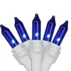 50-Count Blue Mini Christmas Light Set, 10ft White Wire