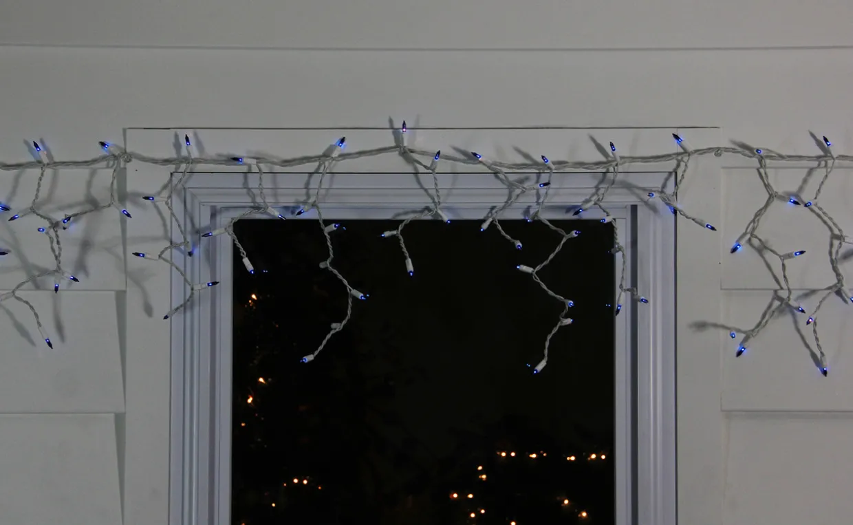 150-Count Blue Mini Icicle Christmas Light Set - 8.75ft, White Wire