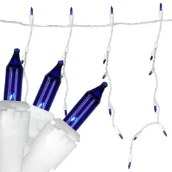 100-Count Blue Mini Icicle Incandescent Christmas Light Set, 5.75ft White Wire