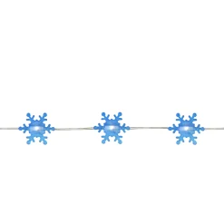 20-Count Blue Snowflake LED Christmas Fairy Lights, 6ft Copper Wire