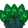 25-Count C7 Transparent Green Christmas Light Set, 24 ft Green Wire