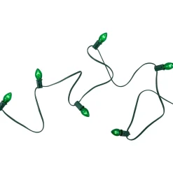 25-Count C7 Transparent Green Christmas Light Set, 24 ft Green Wire