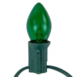 25-Count C7 Transparent Green Christmas Light Set, 24 ft Green Wire