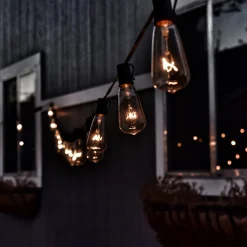 10-Count Clear Edison Glass Patio Lights, 9ft Green Wire