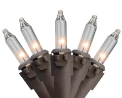 300-Count Clear Mini Christmas Lights Set - 61' Brown Wire
