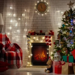 100-Count Clear Mini Christmas Light Set, 20.25ft White Wire