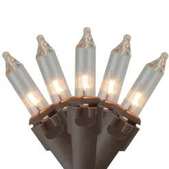 100-Count Clear Mini Christmas Light Set, 20.25ft Brown Wire