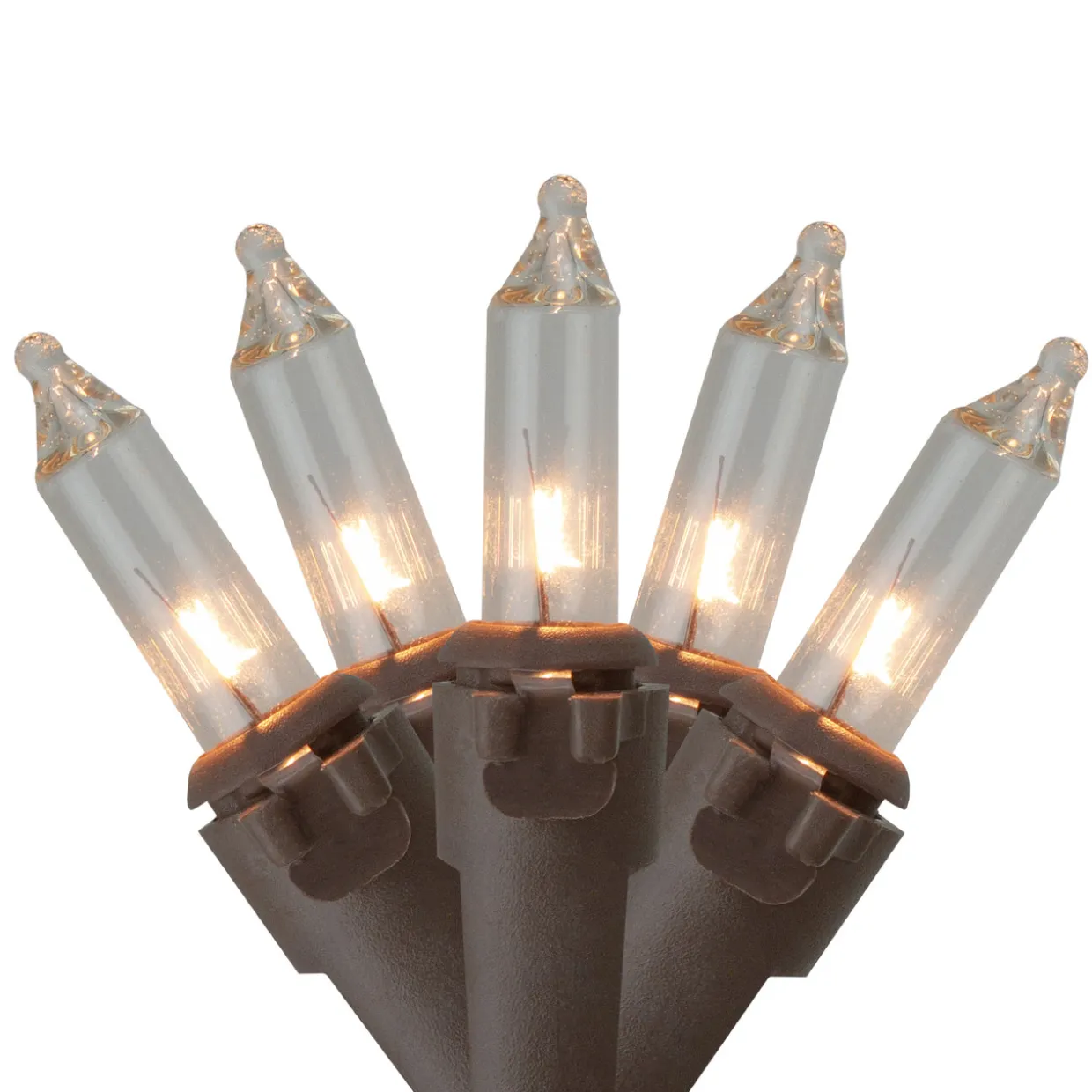 100-Count Clear Mini Christmas Light Set, 20.25ft Brown Wire