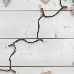 20-Count Clear Mini Christmas Light Set, 4ft Brown Wire