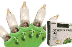 50-Count Clear Mini Christmas Light Set, 14ft Green Wire