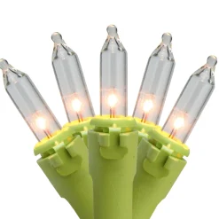 50-Count Clear Mini Christmas Light Set, 14ft Green Wire