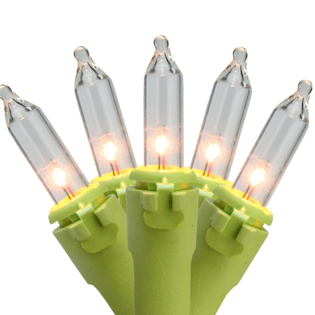 50-Count Clear Mini Christmas Light Set, 14ft Green Wire