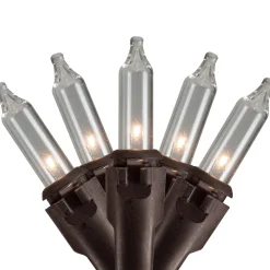 300-Count Clear Mini Christmas Light Set, 149.6ft Brown Wire