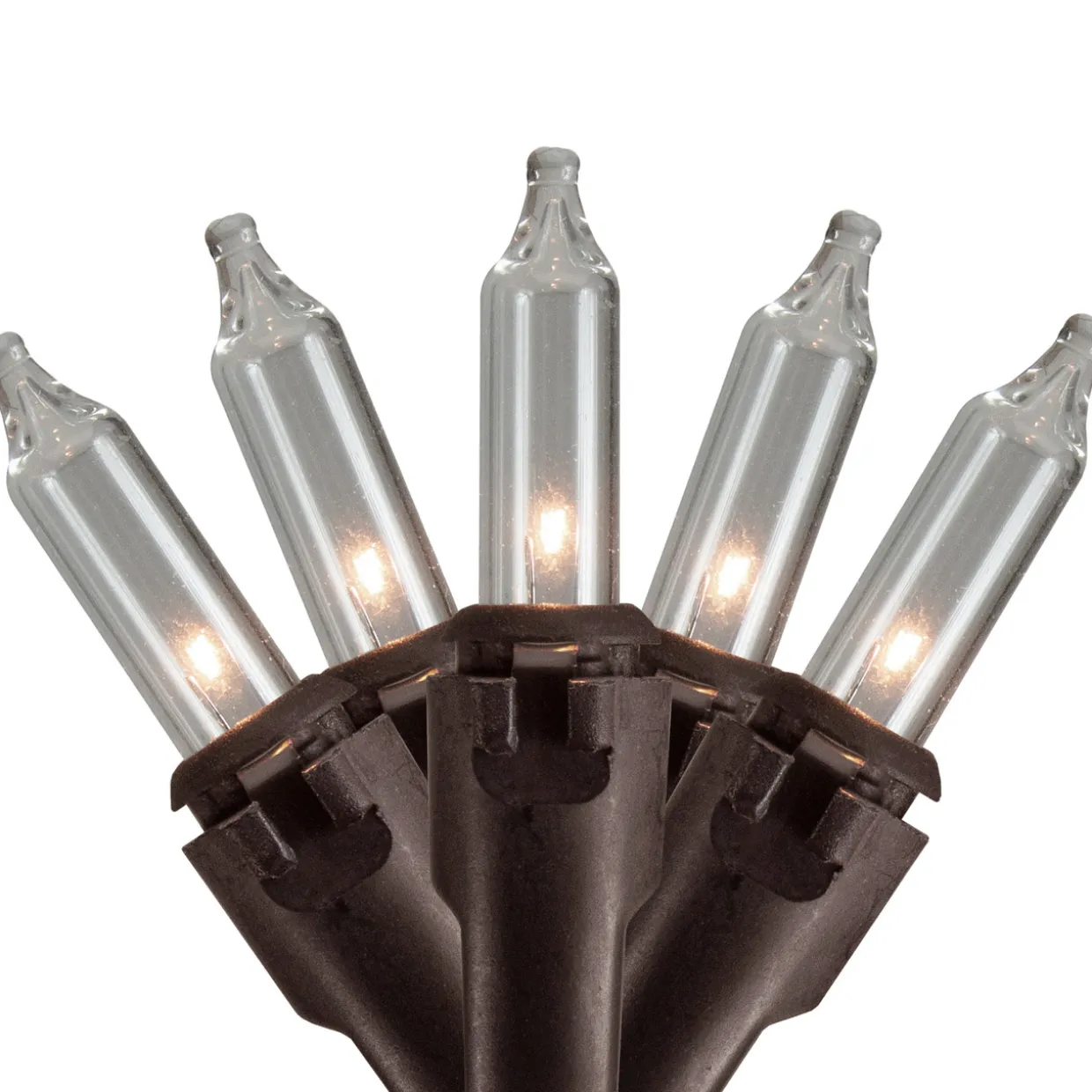 300-Count Clear Mini Christmas Light Set, 149.6ft Brown Wire