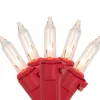 50-Count Clear Mini Christmas Light Set - 10' Red Wire