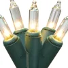 100-Count Clear Mini Christmas Light Set, 49.6ft Green Wire