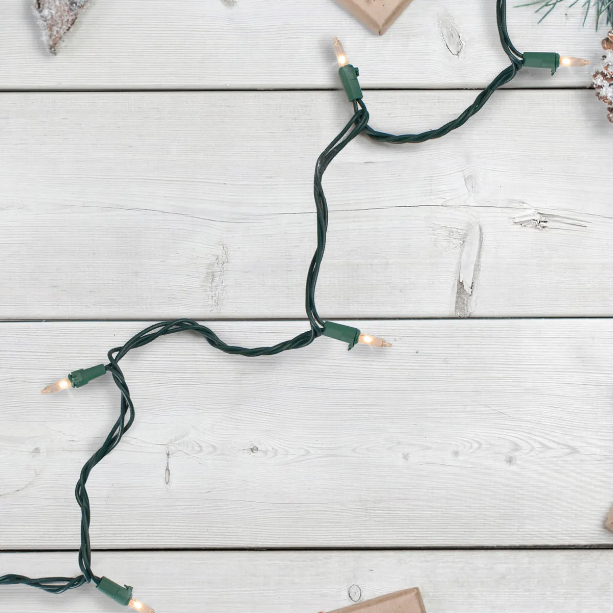 10-Count Clear Mini Christmas Light Set - 3' Green Wire