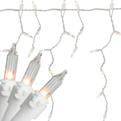 100-Count Clear Mini Icicle Christmas Lights - 5.75' ft White Wire