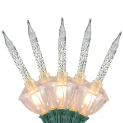 7-Count Clear Silver Glitter Retro Christmas Bubble Light Set, 6ft Green Wire