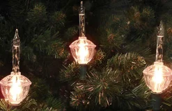 7-Count Clear Silver Glitter Retro Christmas Bubble Light Set, 6ft Green Wire