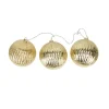 3-Count Gold Ribbed Ball Ornaments Christmas Light Set 1.5ft White Wire