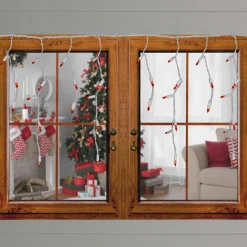 140-Count Green and Red Ever Glow Chasing Mini Christmas Light Set, 34.75 ft White Wire