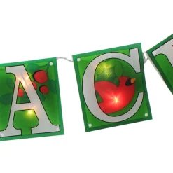 10-Count Green and Red Shimmering "PEACE" Lighted Mini Christmas Garland, 4.5ft White Wire