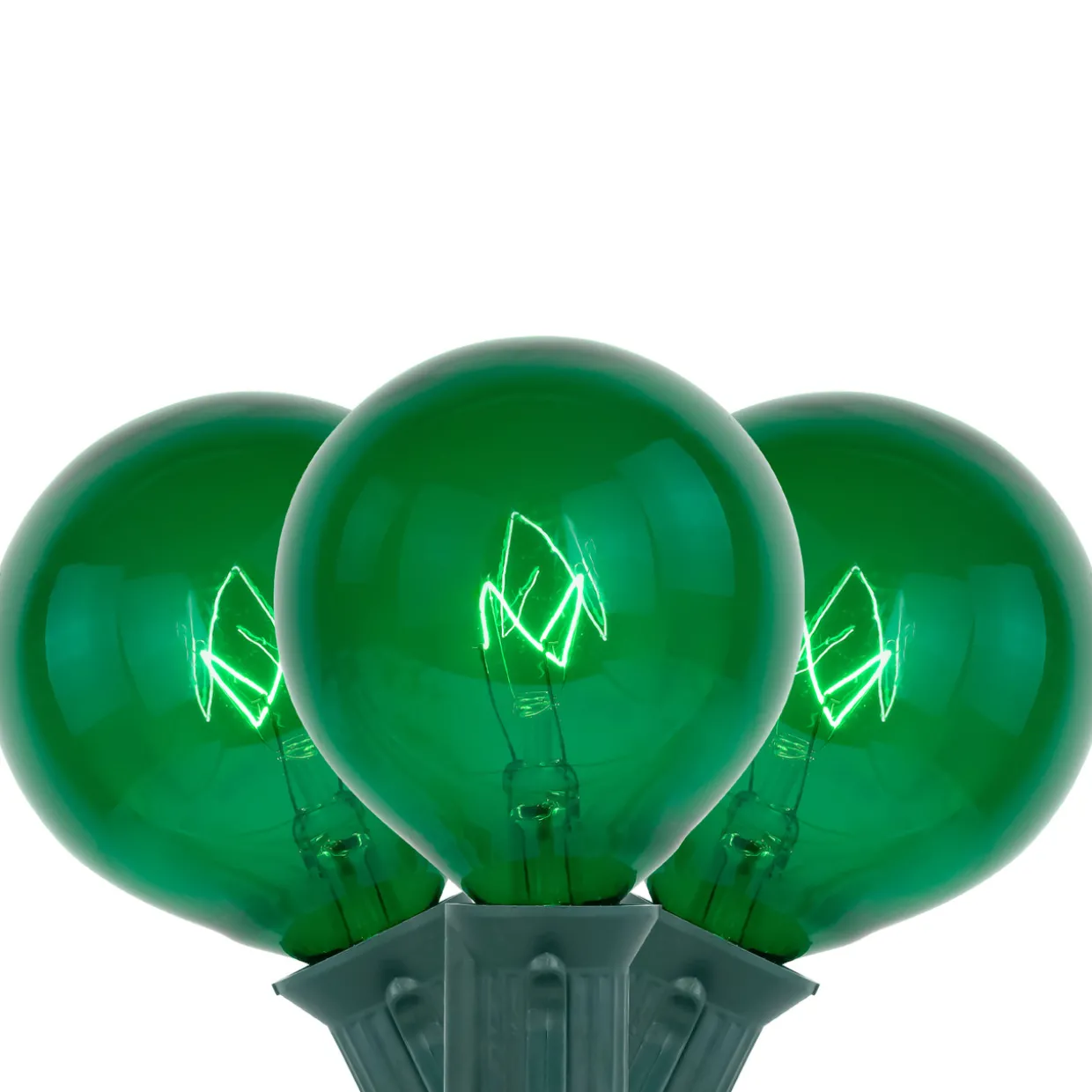 10-Count Green G50 Globe Christmas Patio Lights- 9ft, Green Wire
