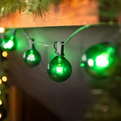 10-Count Green G50 Globe Christmas Patio Lights- 9ft, Green Wire