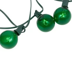 10-Count Green G50 Globe Christmas Patio Lights- 9ft, Green Wire