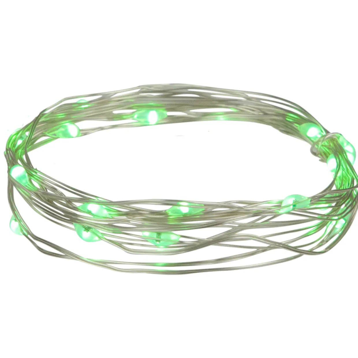 20-Count Green LED Micro Fairy Christmas Lights - 6ft, Copper Wire