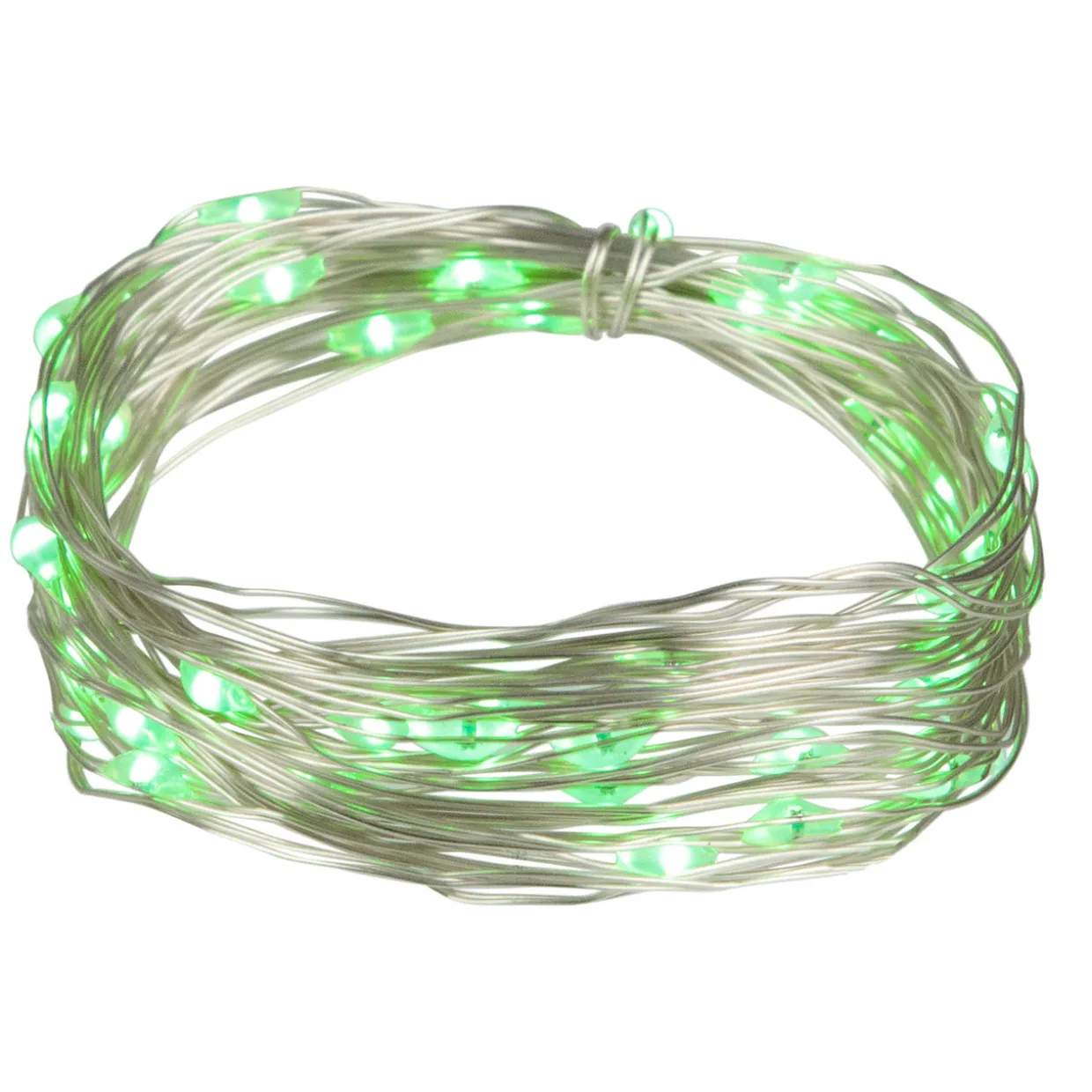 50-Count Green LED Micro Fairy Christmas Lights - 16ft, Copper Wire