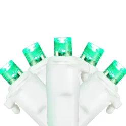 50-Count Green LED Wide Angle Christmas Lights, 16.25 ft White Wire