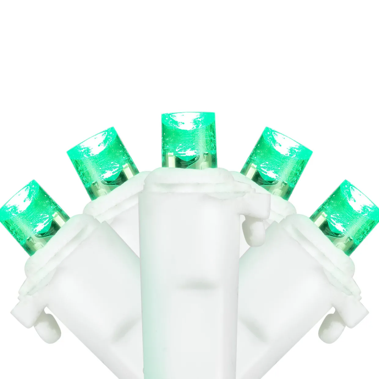 50-Count Green LED Wide Angle Christmas Lights, 16.25 ft White Wire