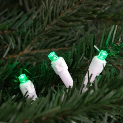 50-Count Green LED Wide Angle Christmas Lights, 16.25 ft White Wire