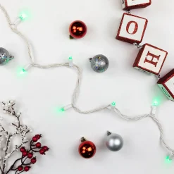 50-Count Green LED Wide Angle Christmas Lights, 16.25 ft White Wire