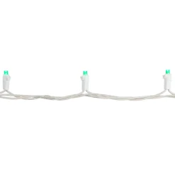 50-Count Green LED Wide Angle Christmas Lights, 16.25 ft White Wire